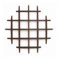 90 × 90 cm Dark Burnt multi-grid solid paulownia wall coffee display shelf on pure white