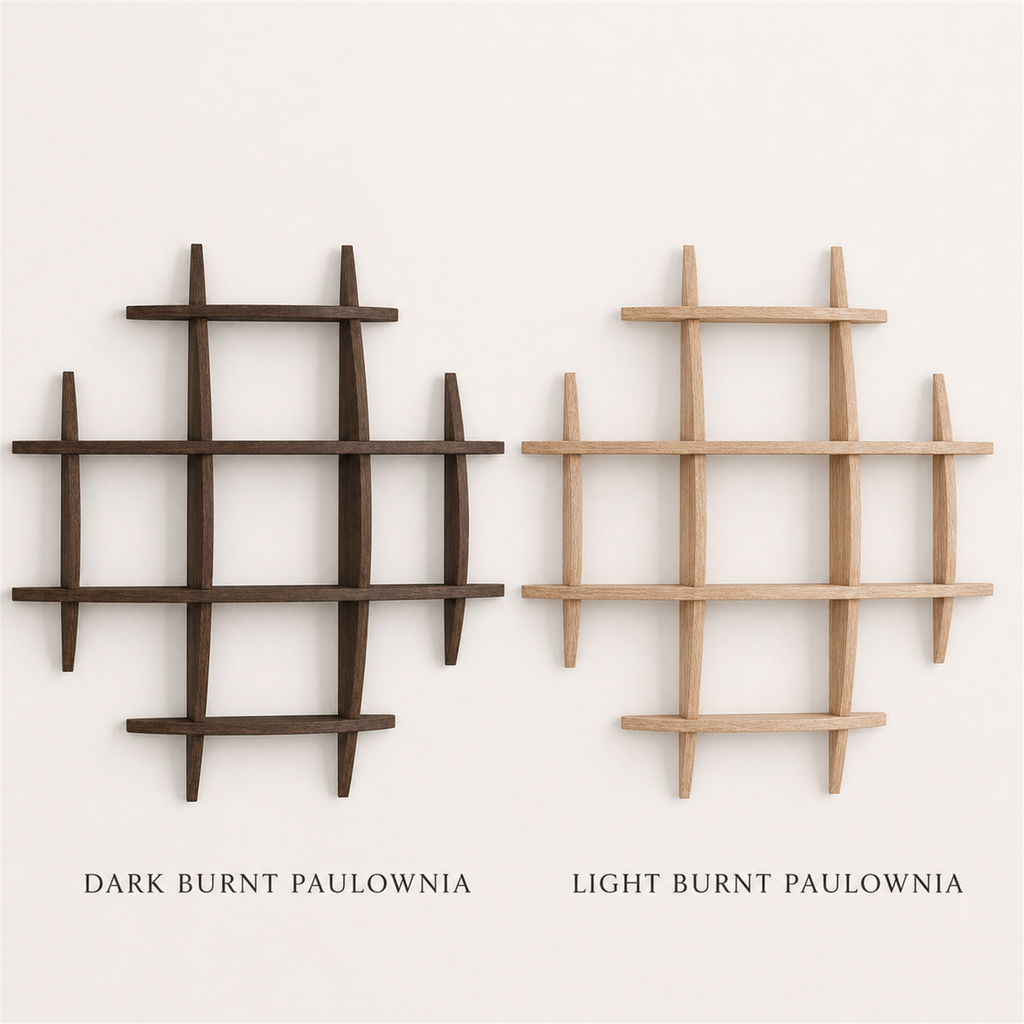 Dark Burnt and Light Burnt Paulownia finish comparison