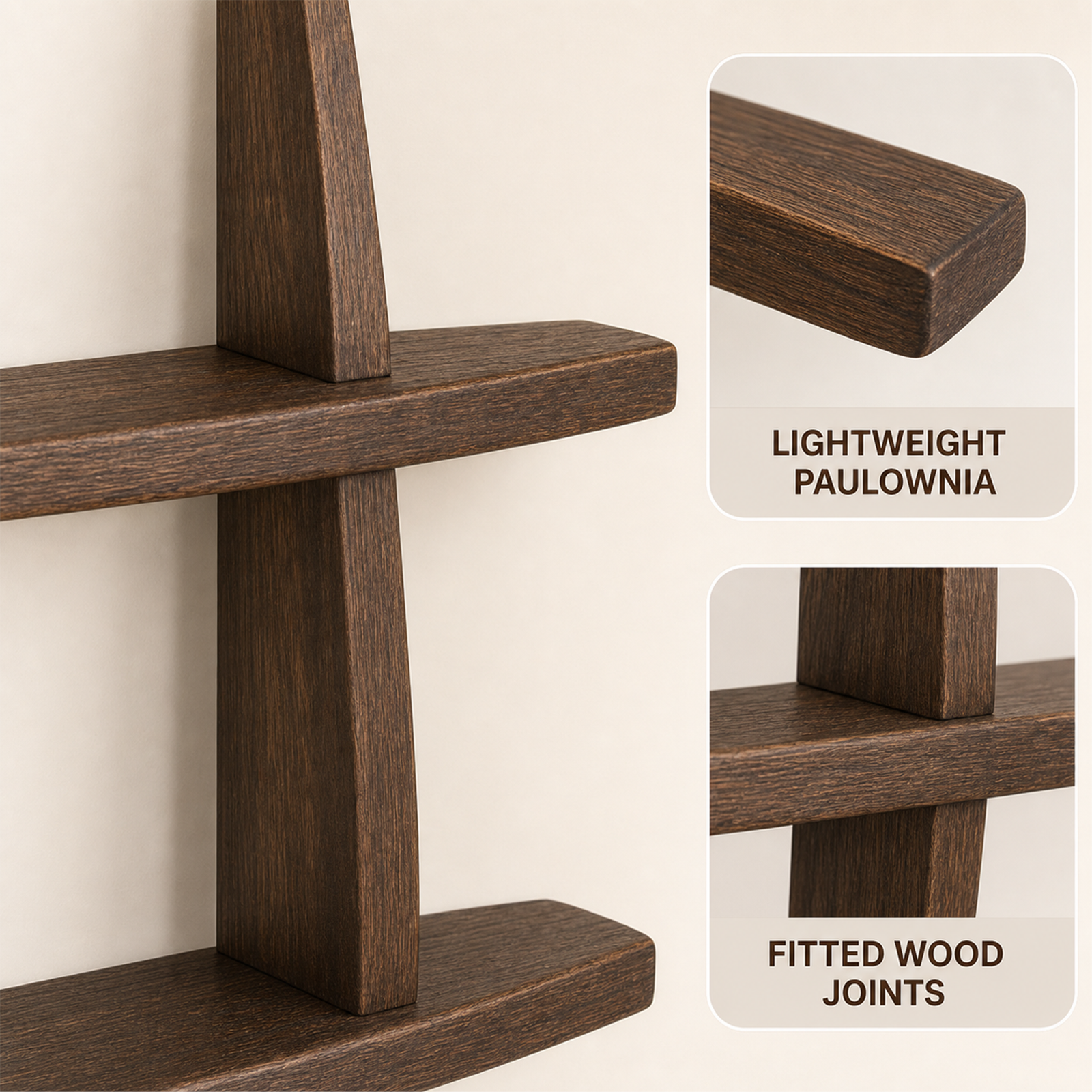 Paulownia grain and fitted wood joint details