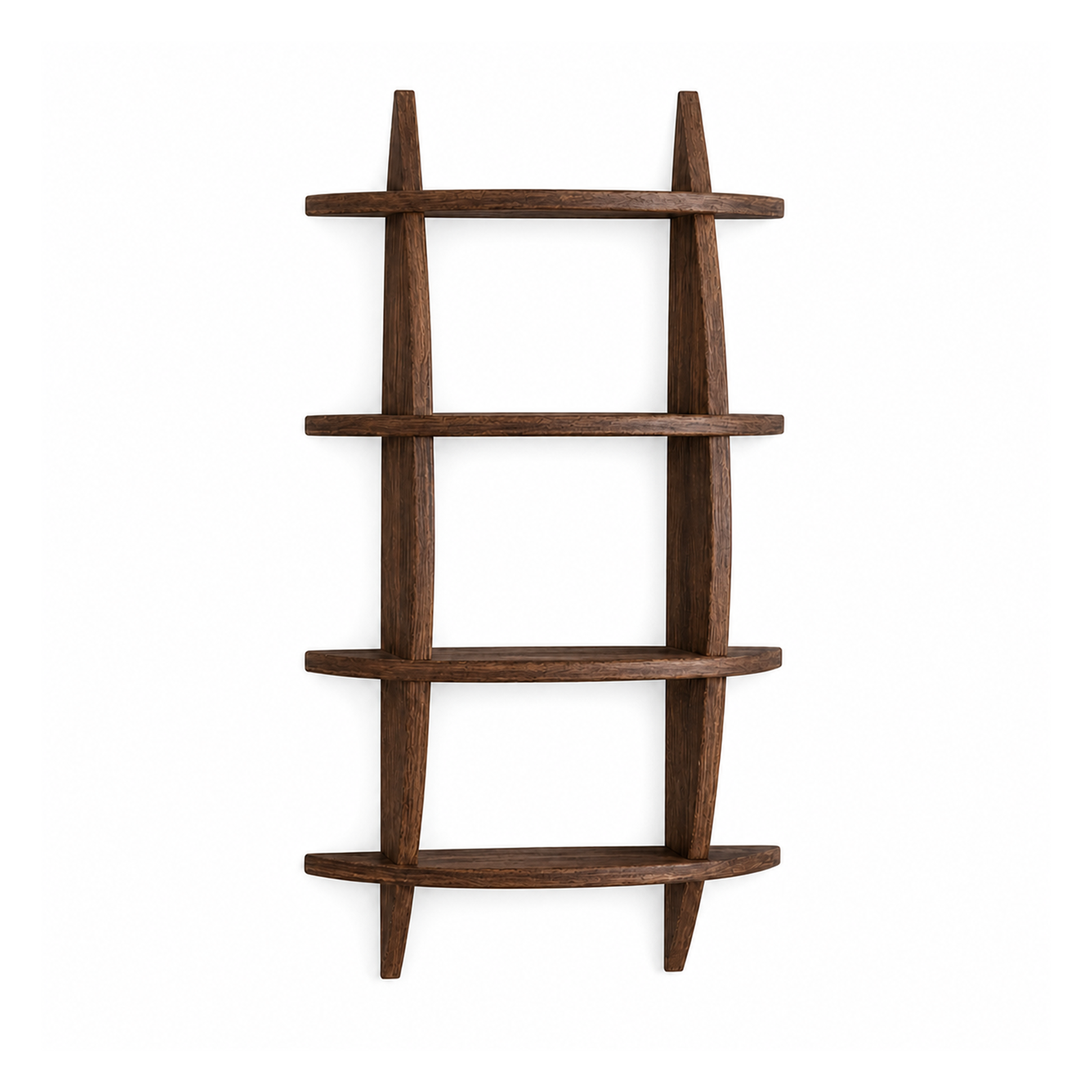 90 × 56 cm vertical solid paulownia wall coffee display shelf in Dark Burnt finish on pure white