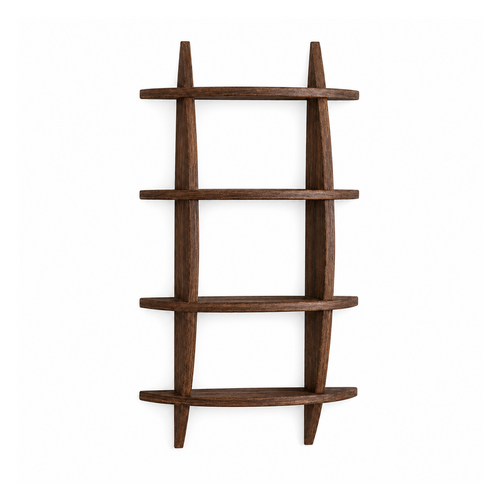 90 × 56 cm vertical solid paulownia wall coffee display shelf in Dark Burnt finish on pure white