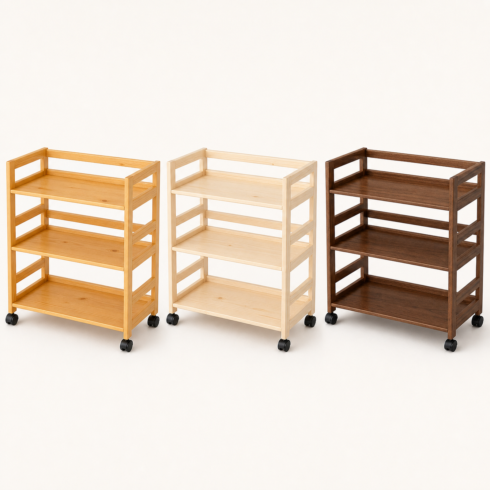 Natural clear unfinished pine and walnut brown finish comparison