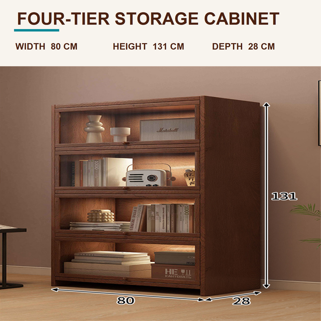 80 cm four-tier cabinet dimensions: 80 cm wide, 131 cm high and 28 cm deep