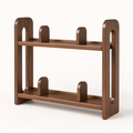 Adjustable solid rubberwood countertop coffee organizer shelf in black walnut finish