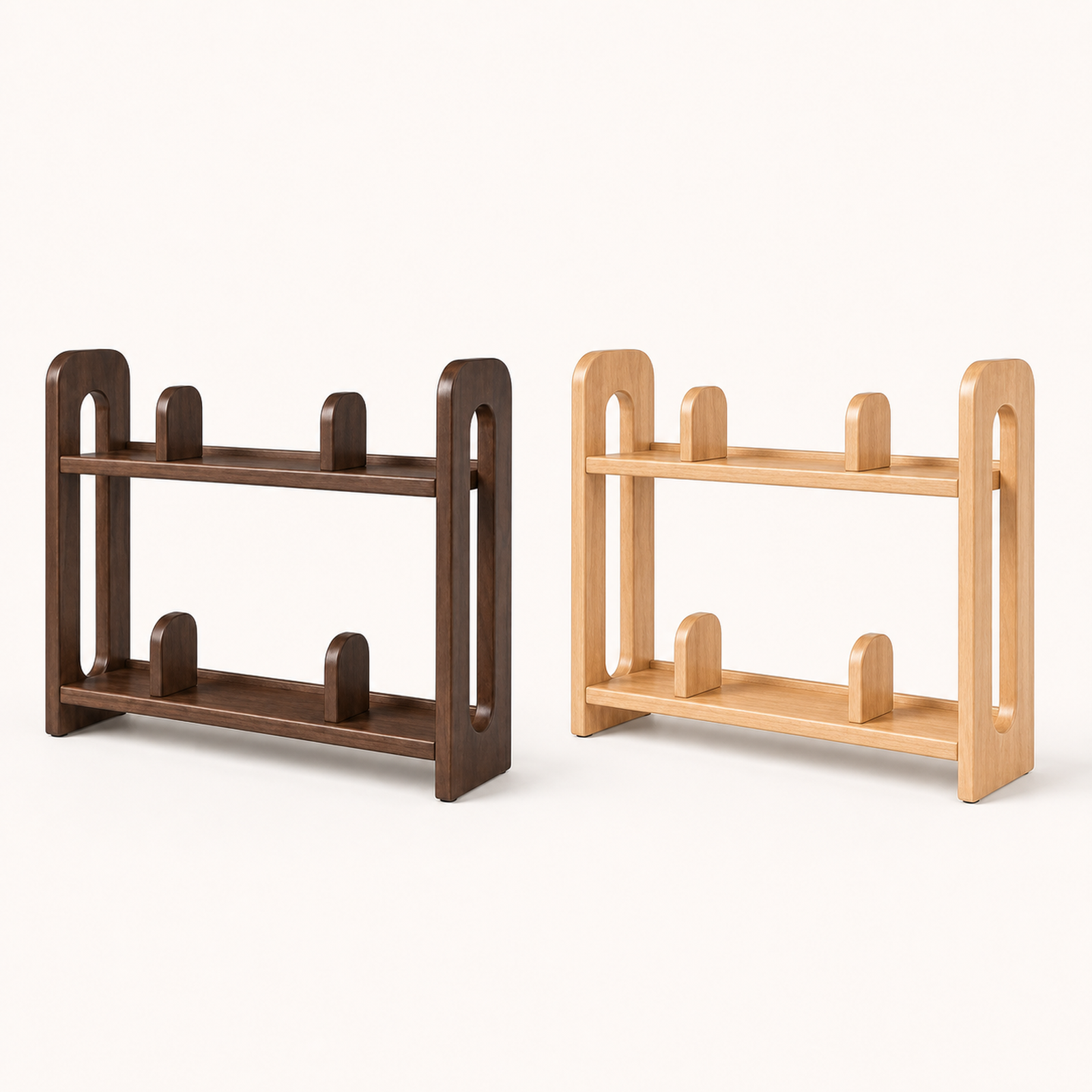 Black walnut and natural clear rubberwood finish comparison
