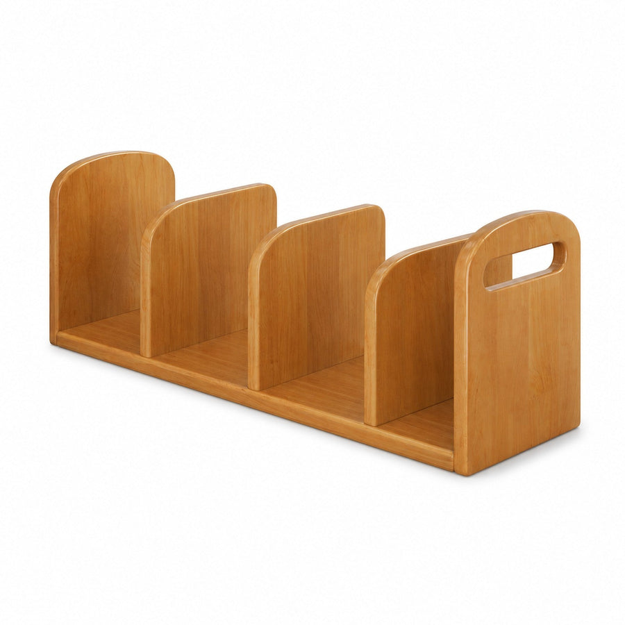 Cherry Wood solid rubberwood four-compartment countertop coffee organizer on white