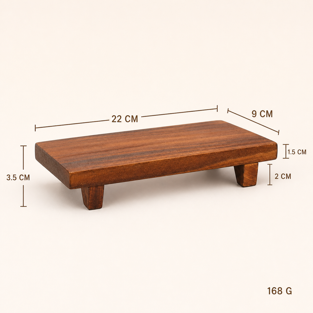 Solid wood coffee riser dimensions 22 by 9 by 3.5 centimeters