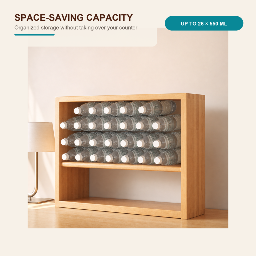 Adjustable Solid Rubberwood Countertop & Wall Coffee Organizer