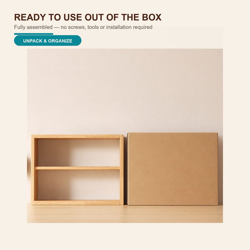 Adjustable Solid Rubberwood Countertop & Wall Coffee Organizer