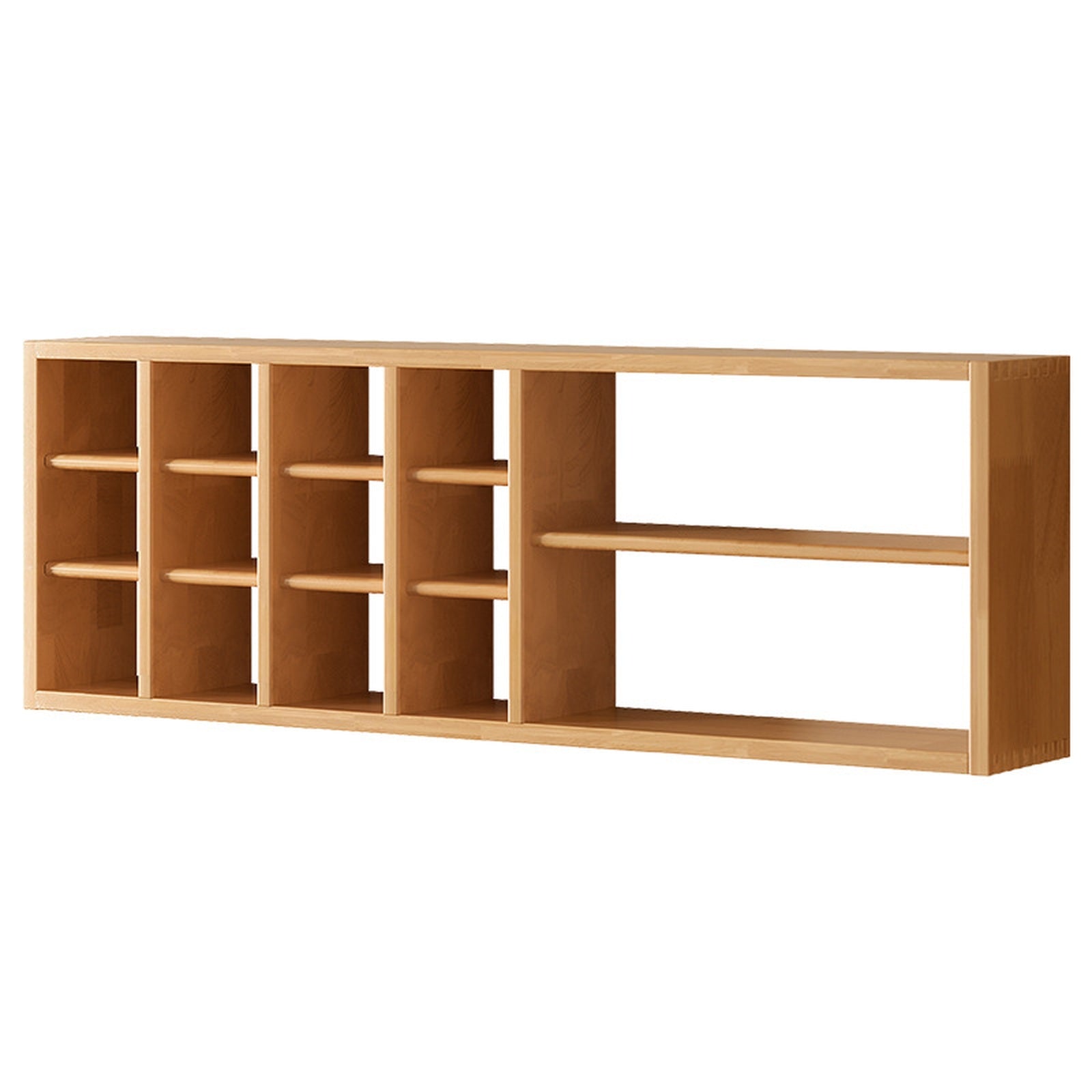 Cherry wood multifunction wall-mounted coffee mug shelf isolated on white
