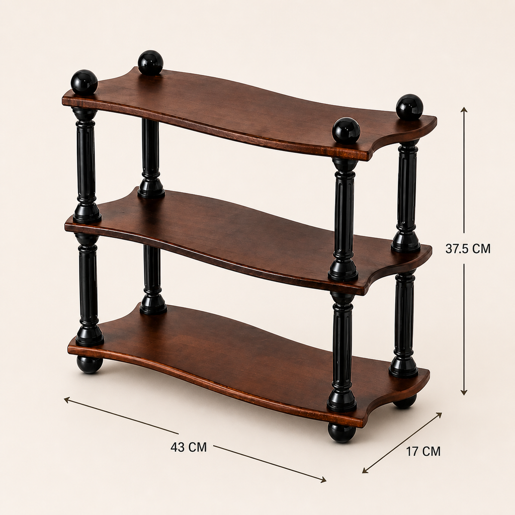 Three-tier countertop coffee organizer dimensions 43 by 17 by 37.5 centimeters