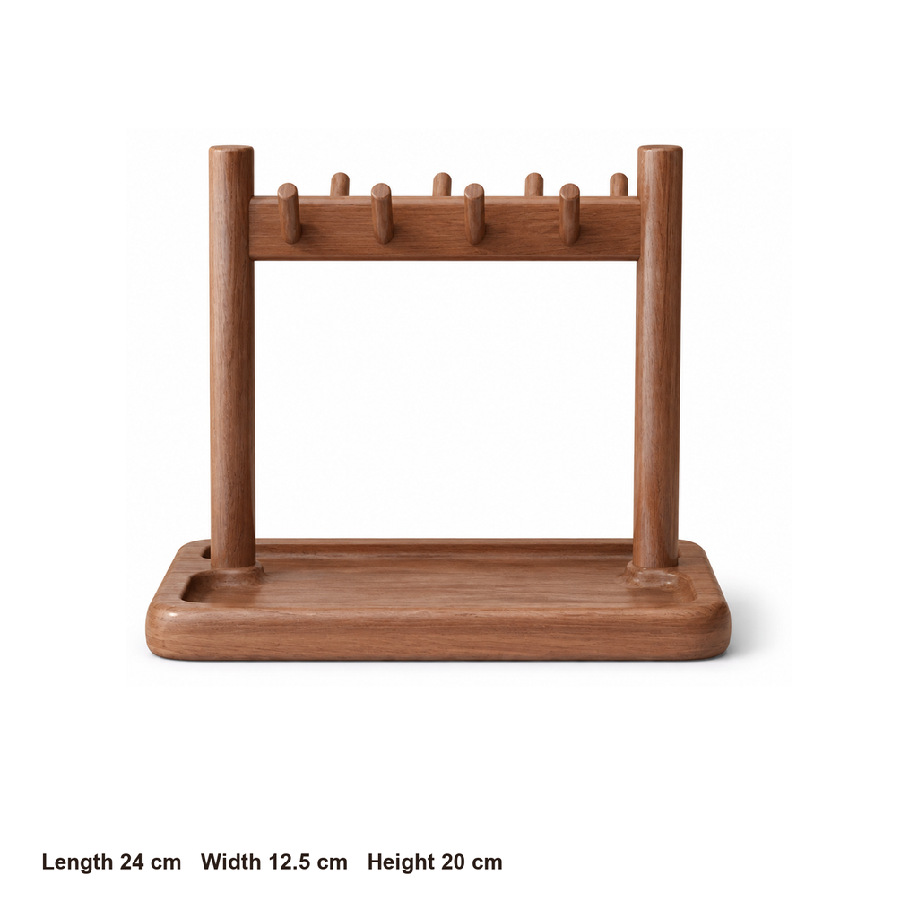 Solid rubberwood desktop organizer dimensions: 24 by 12.5 by 20 centimeters