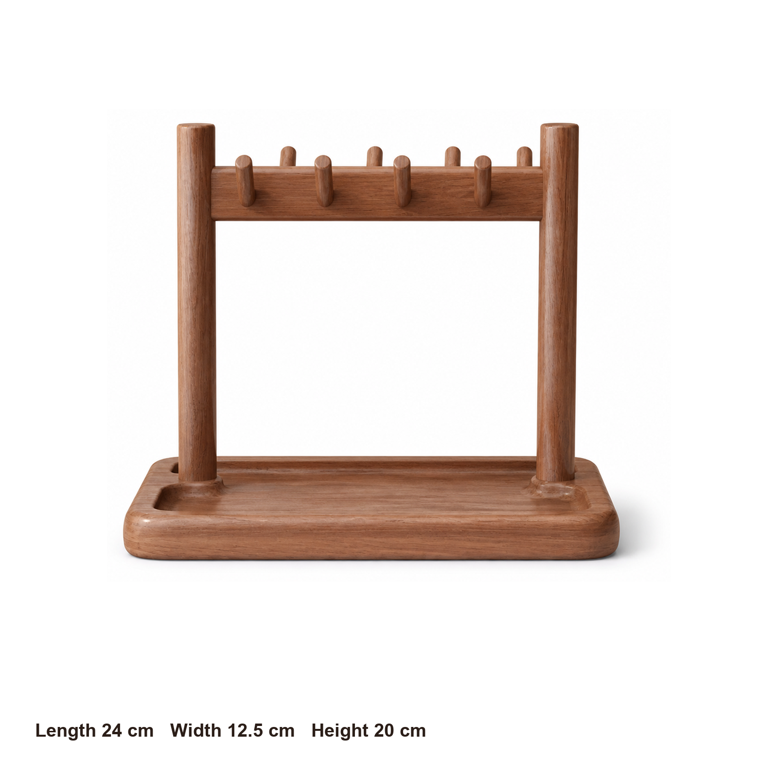 Solid rubberwood desktop organizer dimensions: 24 by 12.5 by 20 centimeters
