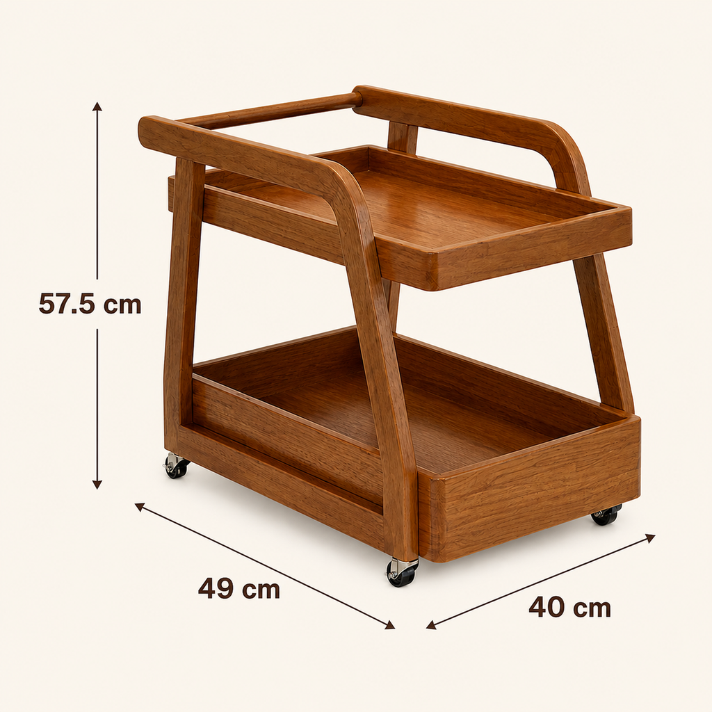 Rolling coffee bar cart dimensions 49 by 40 by 57.5 centimeters