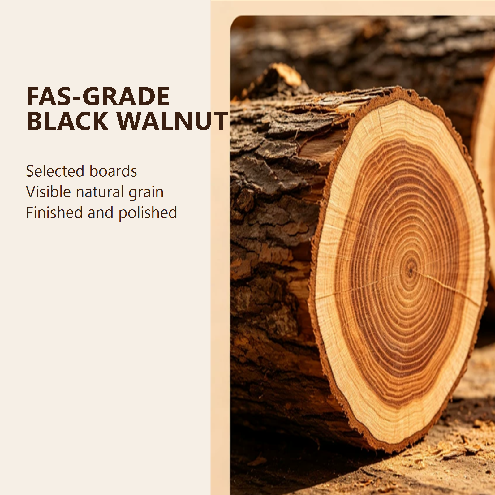 FAS-grade black walnut material and natural grain detail