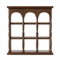 Walnut brown solid rubberwood wall coffee mug display shelf isolated on white