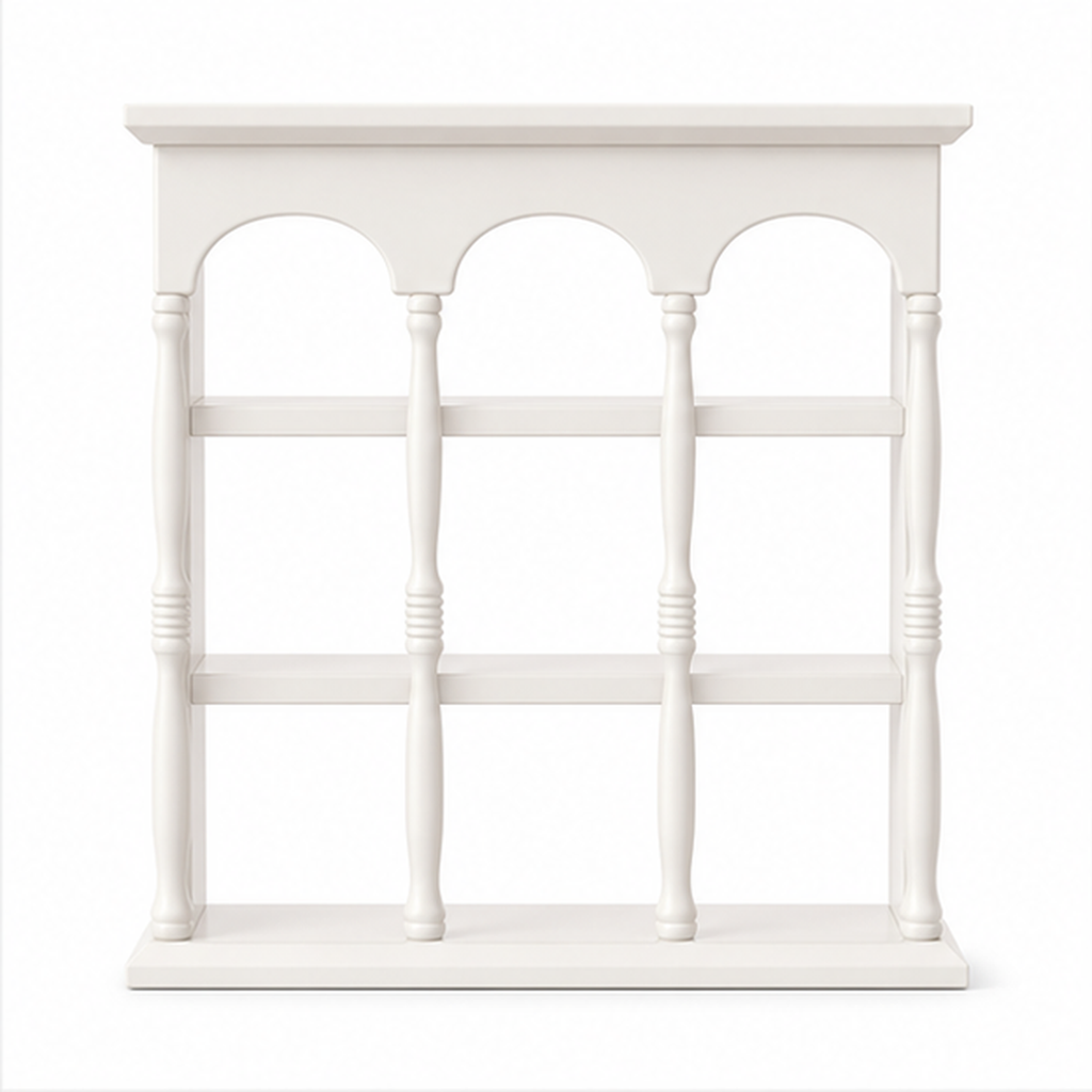 White solid rubberwood wall coffee mug display shelf isolated on white background