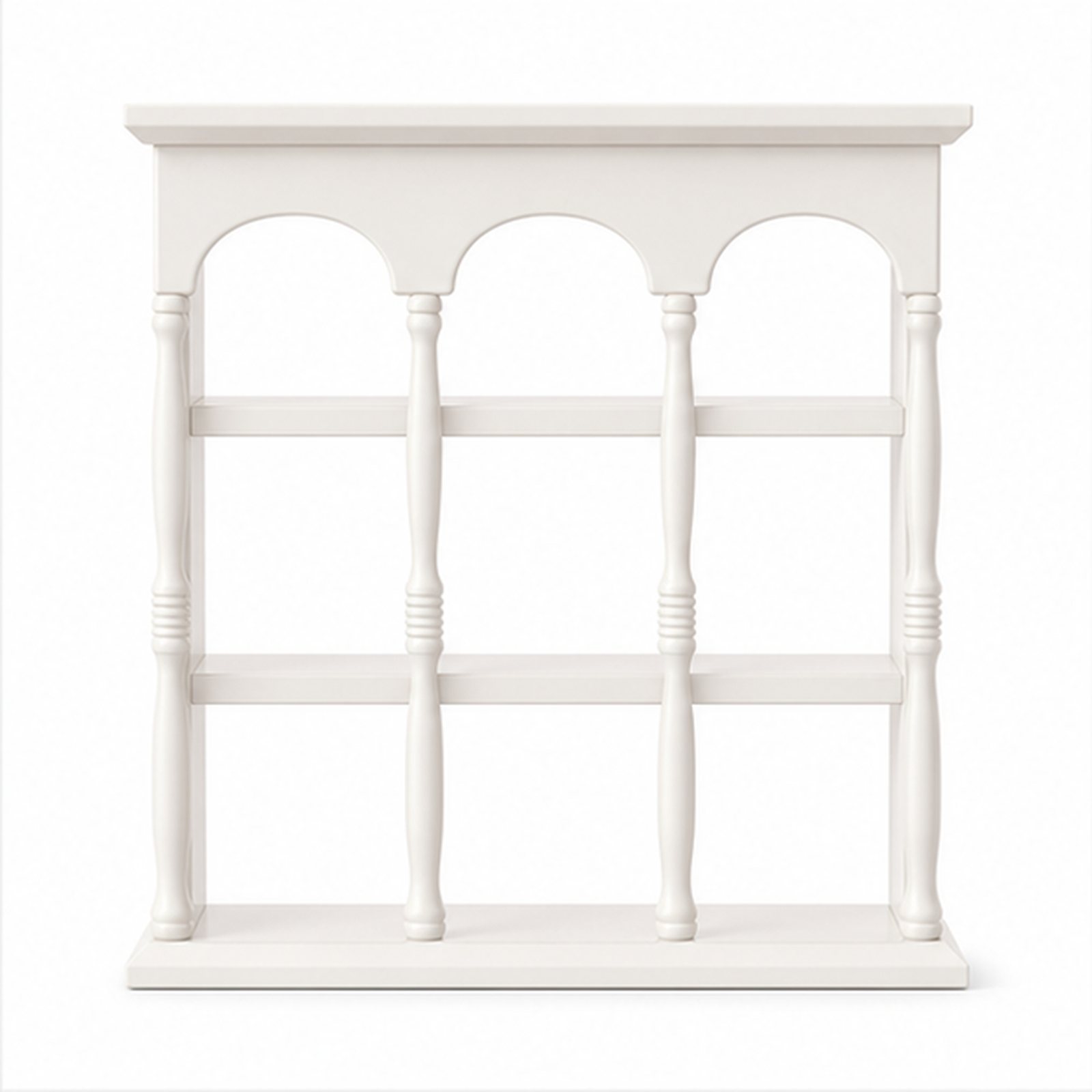 White solid rubberwood wall coffee mug display shelf isolated on white background