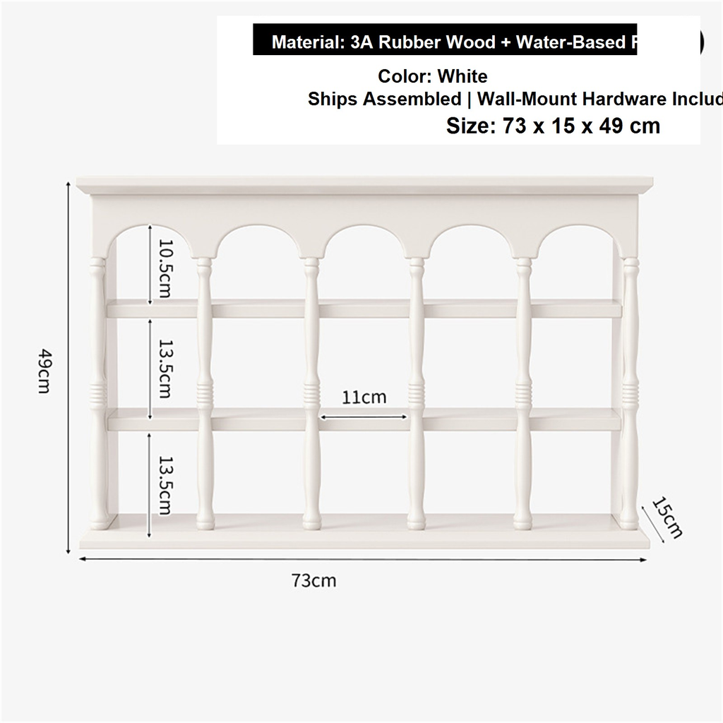 73 cm white solid rubberwood wall coffee shelf dimensions