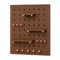 Walnut brown modular wall-mounted coffee pegboard organizer on white background