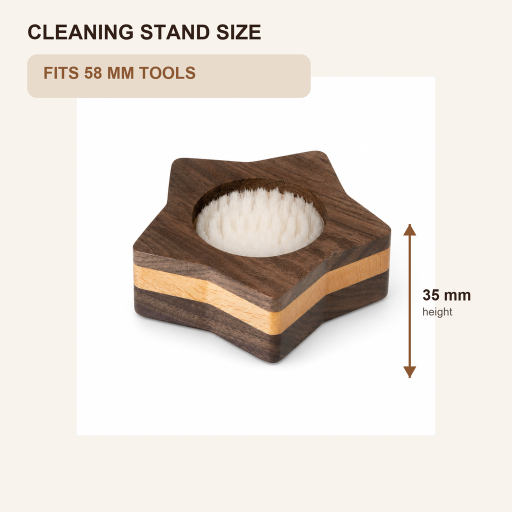 58 mm walnut cleaning stand with 35 mm height