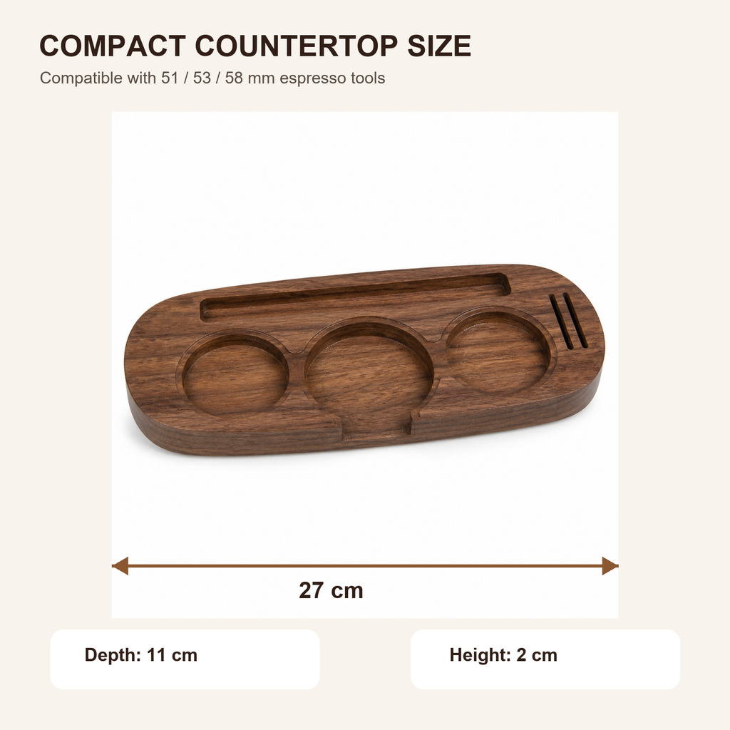 Solid walnut espresso organizer dimensions 27 by 11 by 2 cm