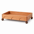 Solid cherry wood raised coffee bar tray organizer on white background
