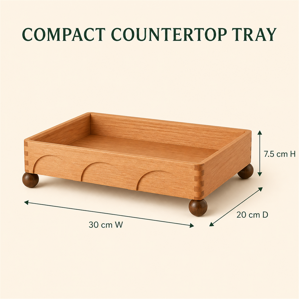 Cherry wood coffee tray dimensions 30 by 20 by 7.5 centimeters