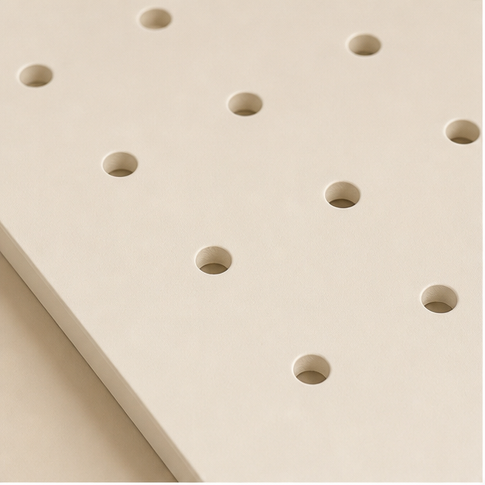 Cream White Classic coffee pegboard surface and hole detail