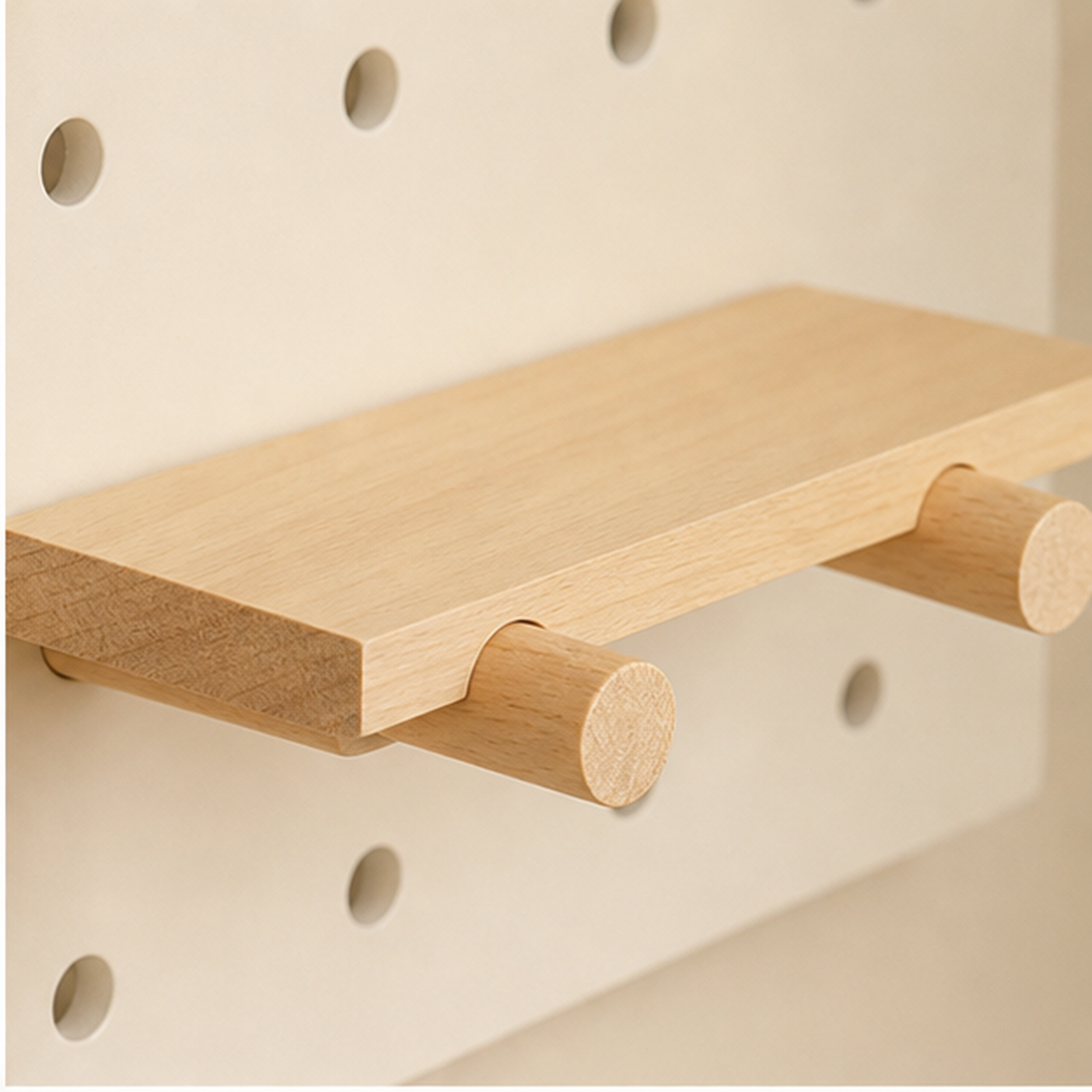 Cream White Classic coffee pegboard removable shelf and peg detail