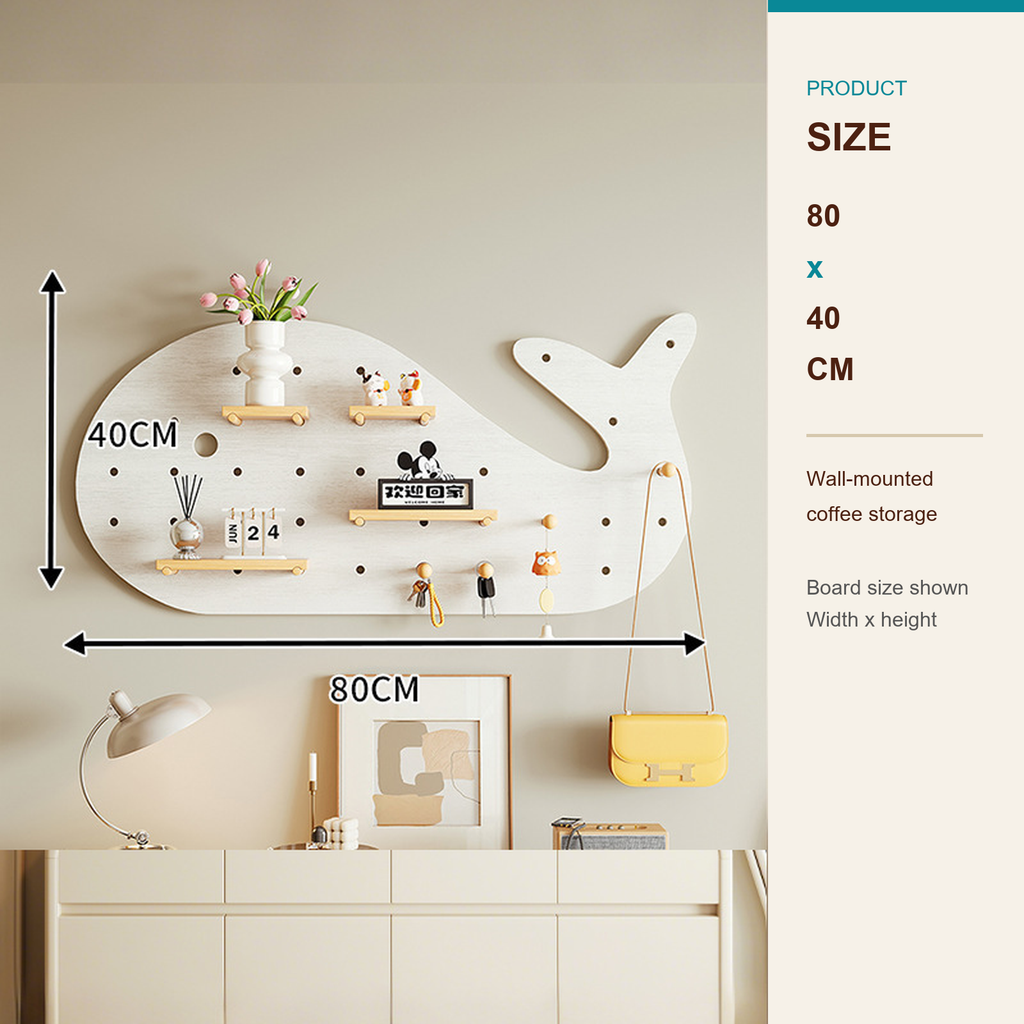 80 x 40 cm Cream White whale coffee pegboard size guide