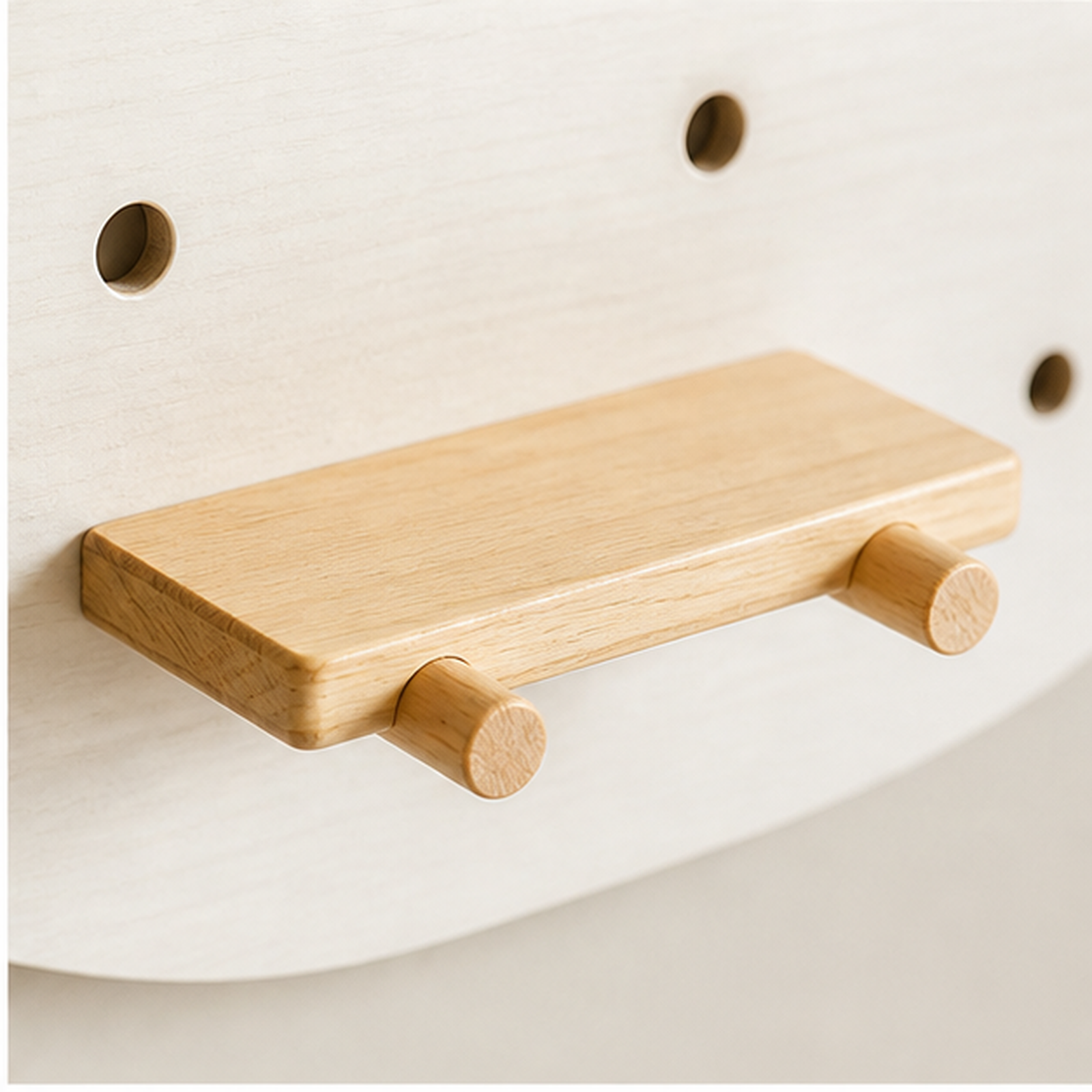 Cream White whale coffee pegboard removable shelf and peg detail