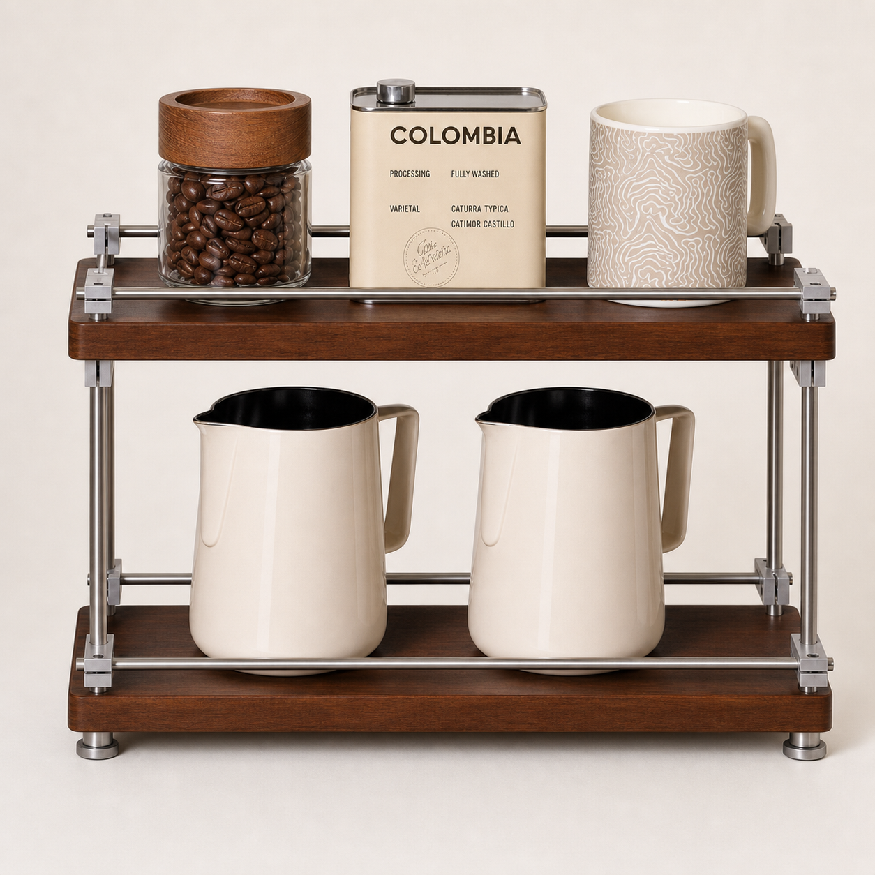 Premium Multi-Tier Solid Wood Countertop Coffee Organizer