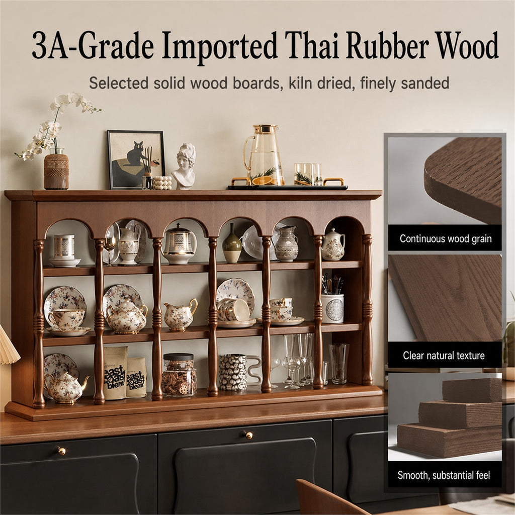 Solid Wood Wall-Mounted Coffee Bar Organizer Shelf