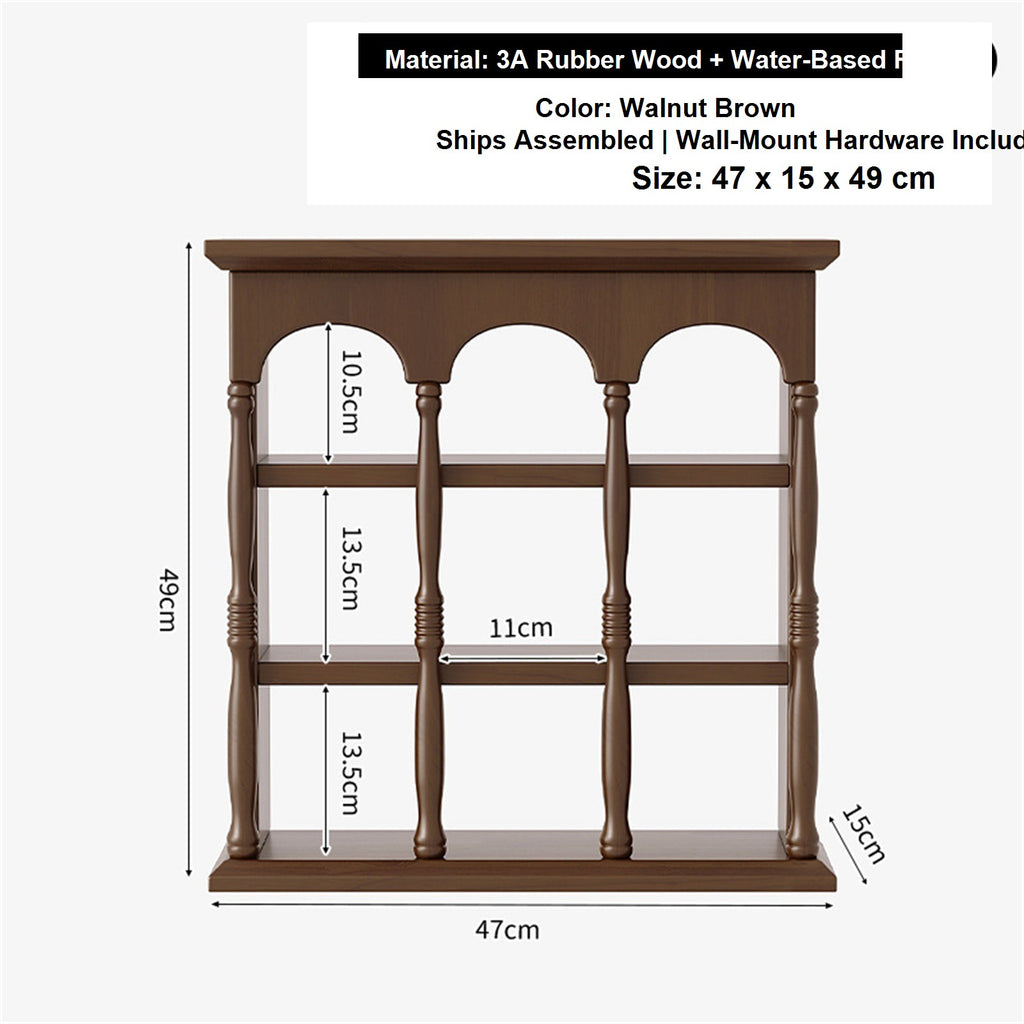 Solid Wood Wall-Mounted Coffee Bar Organizer Shelf