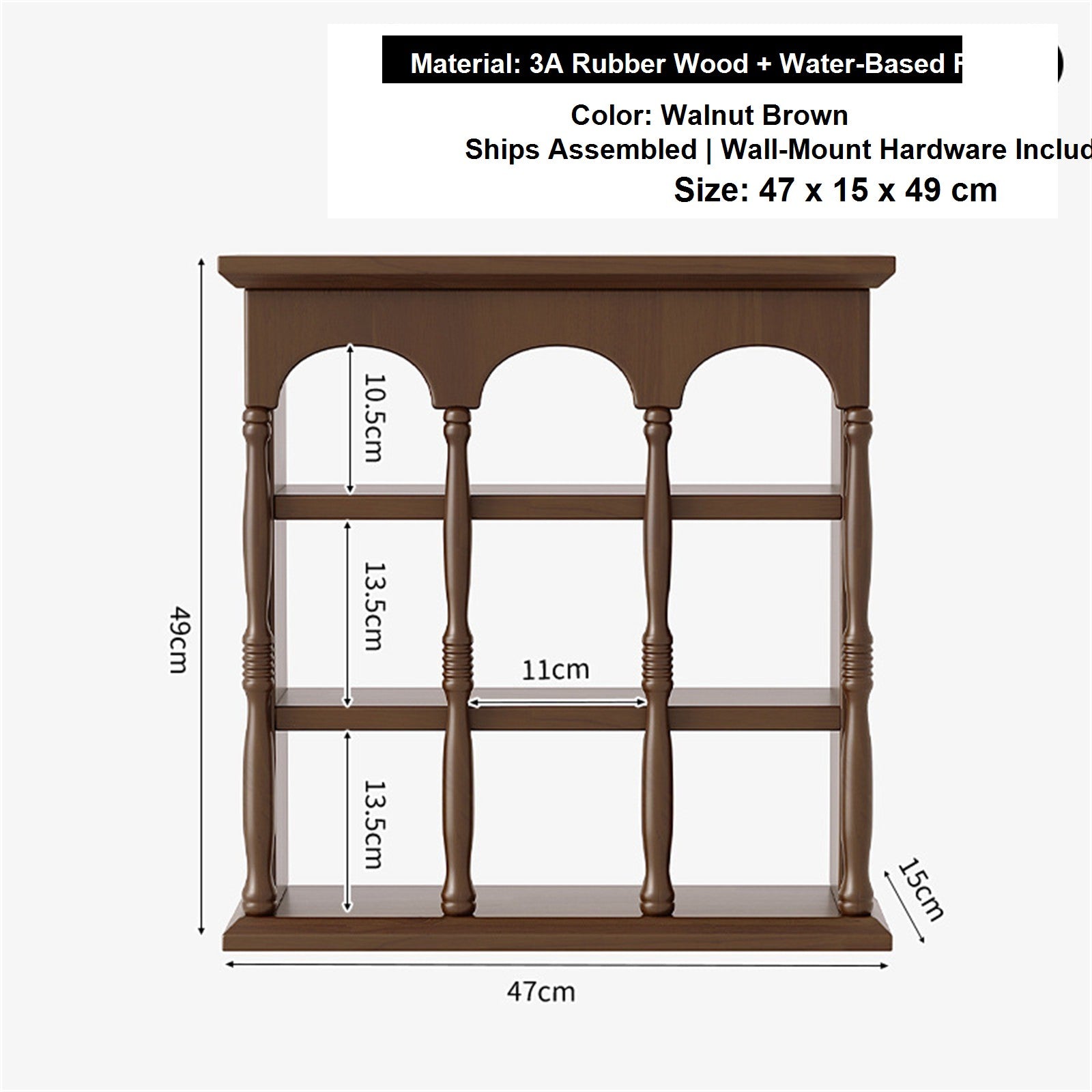 Solid Wood Wall-Mounted Coffee Bar Organizer Shelf
