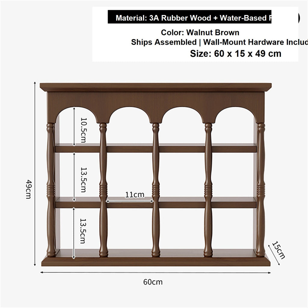 Solid Wood Wall-Mounted Coffee Bar Organizer Shelf