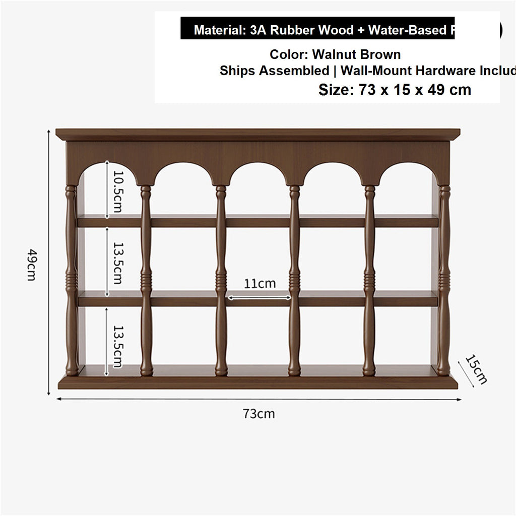 Solid Wood Wall-Mounted Coffee Bar Organizer Shelf