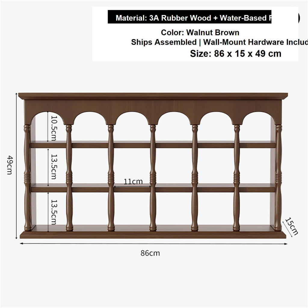 Solid Wood Wall-Mounted Coffee Bar Organizer Shelf