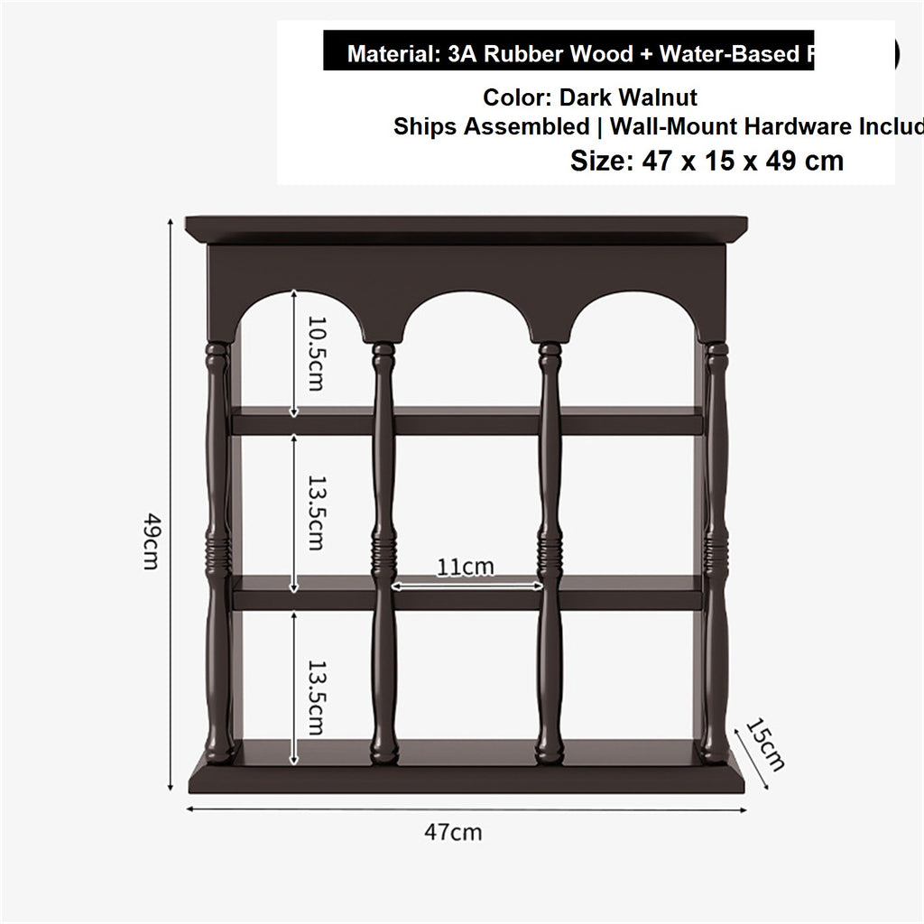 Solid Wood Wall-Mounted Coffee Bar Organizer Shelf