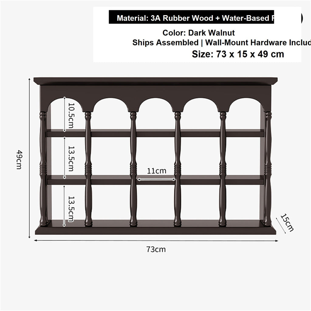Solid Wood Wall-Mounted Coffee Bar Organizer Shelf