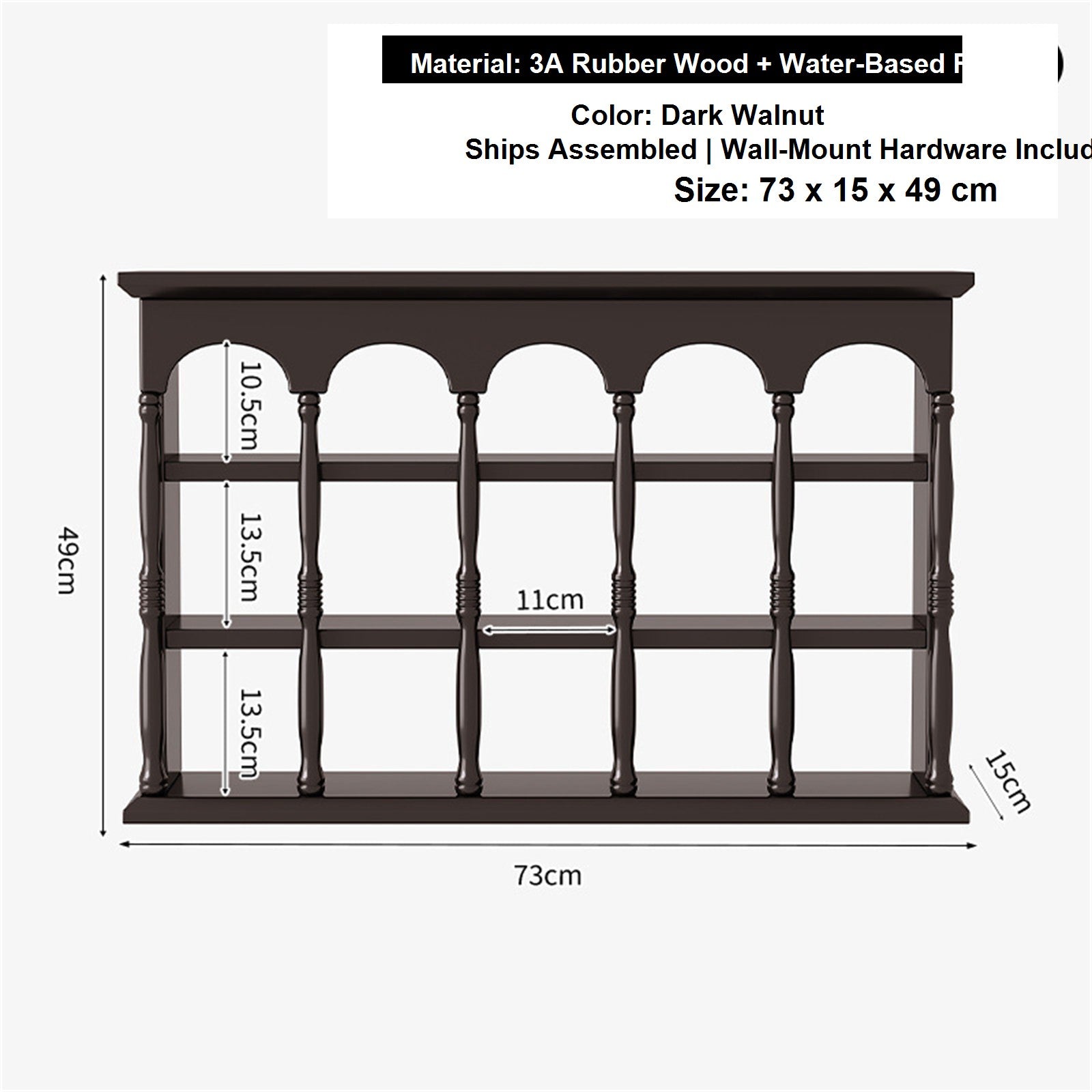 Solid Wood Wall-Mounted Coffee Bar Organizer Shelf