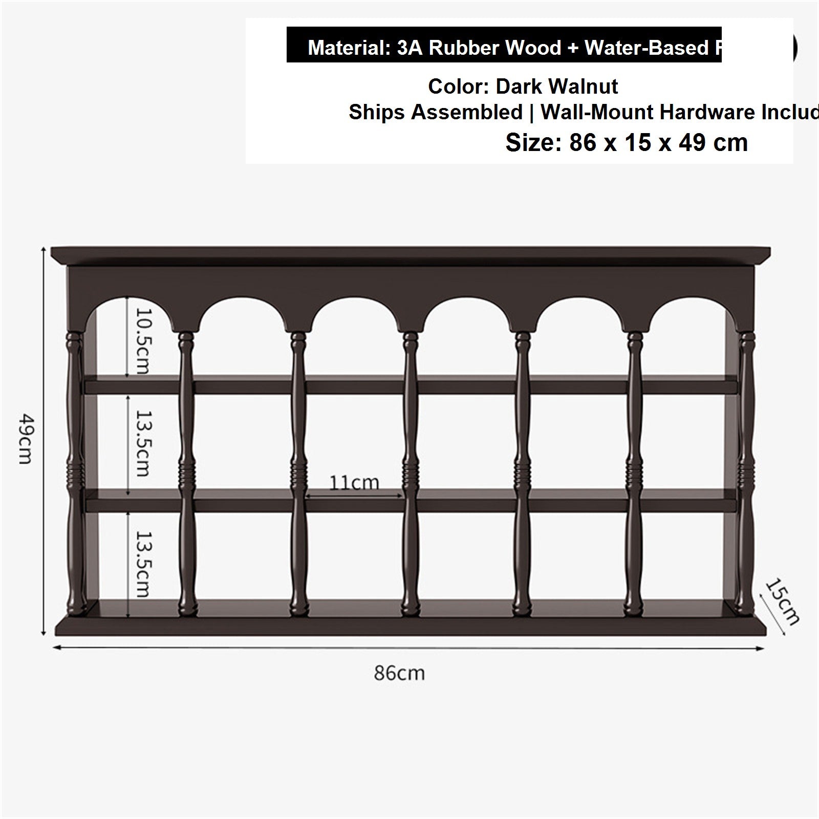 Solid Wood Wall-Mounted Coffee Bar Organizer Shelf