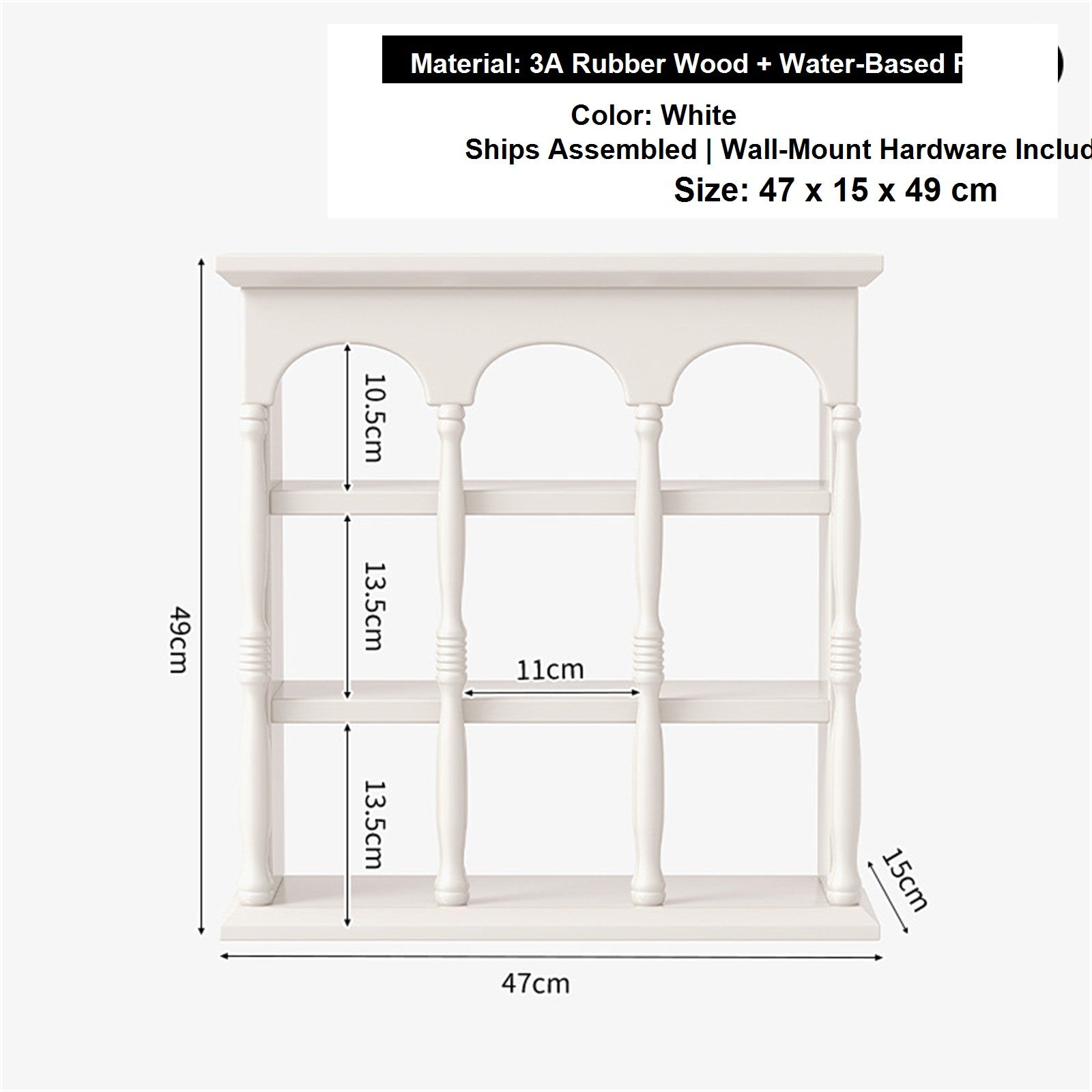 Solid Wood Wall-Mounted Coffee Bar Organizer Shelf