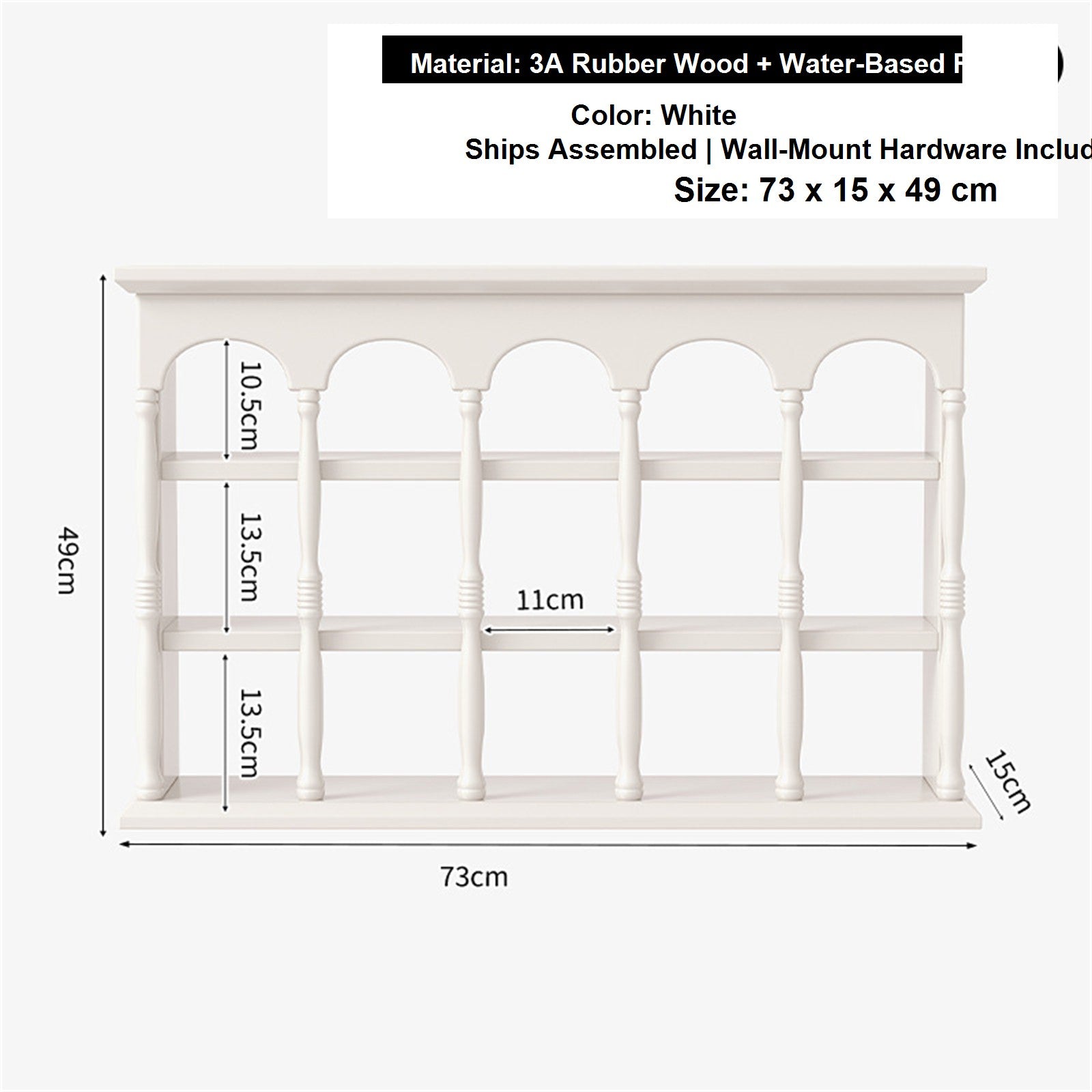 Solid Wood Wall-Mounted Coffee Bar Organizer Shelf