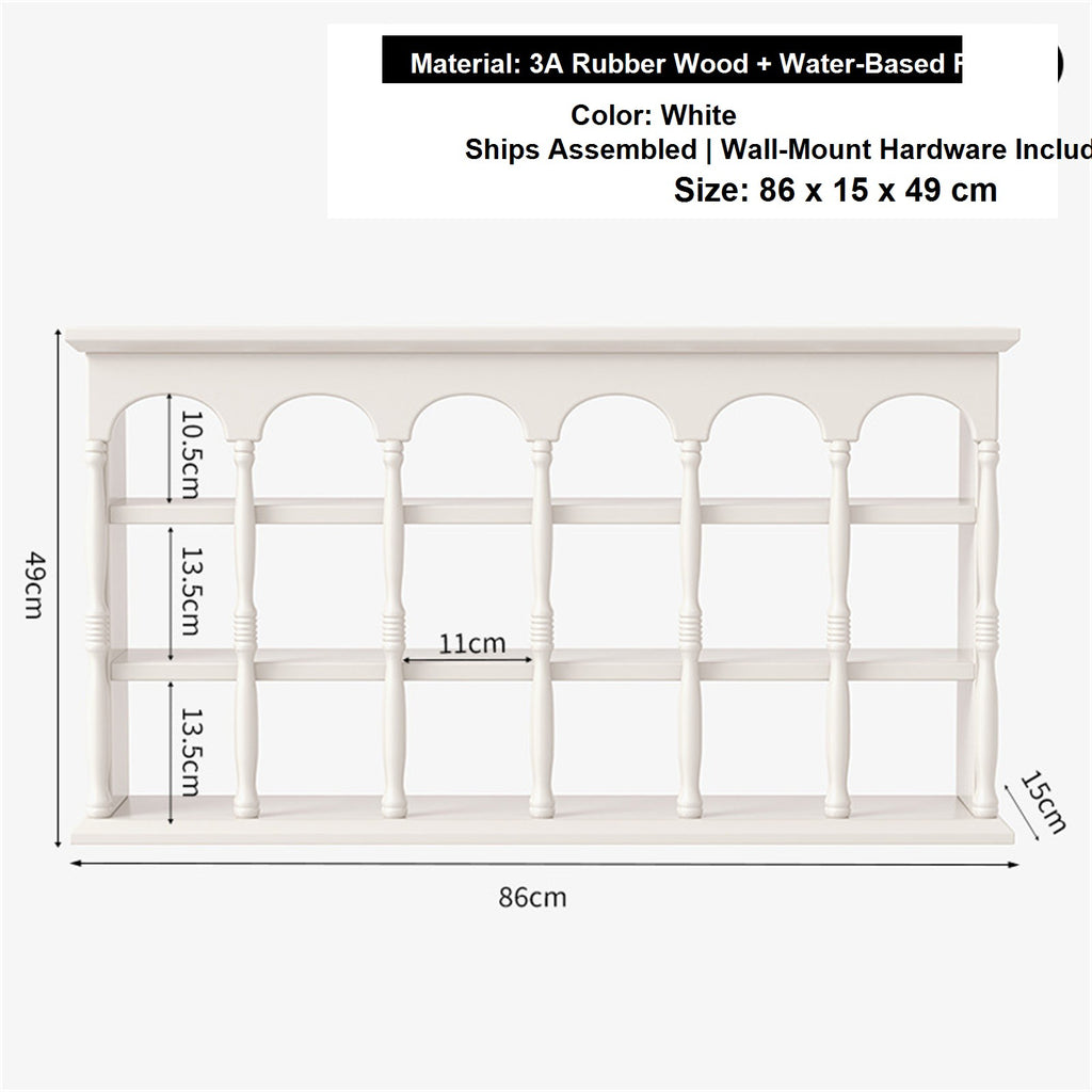 Solid Wood Wall-Mounted Coffee Bar Organizer Shelf