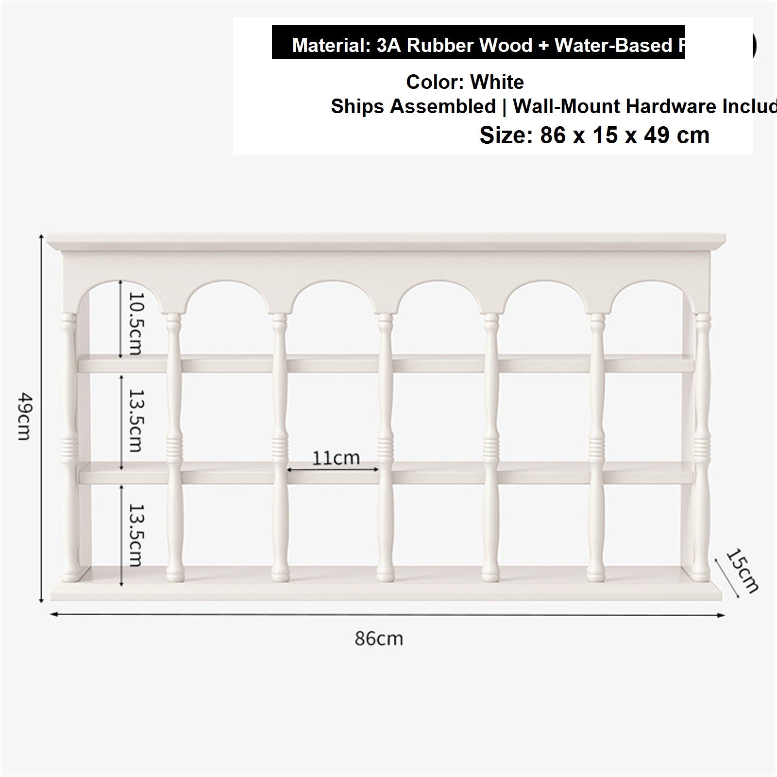Solid Wood Wall-Mounted Coffee Bar Organizer Shelf