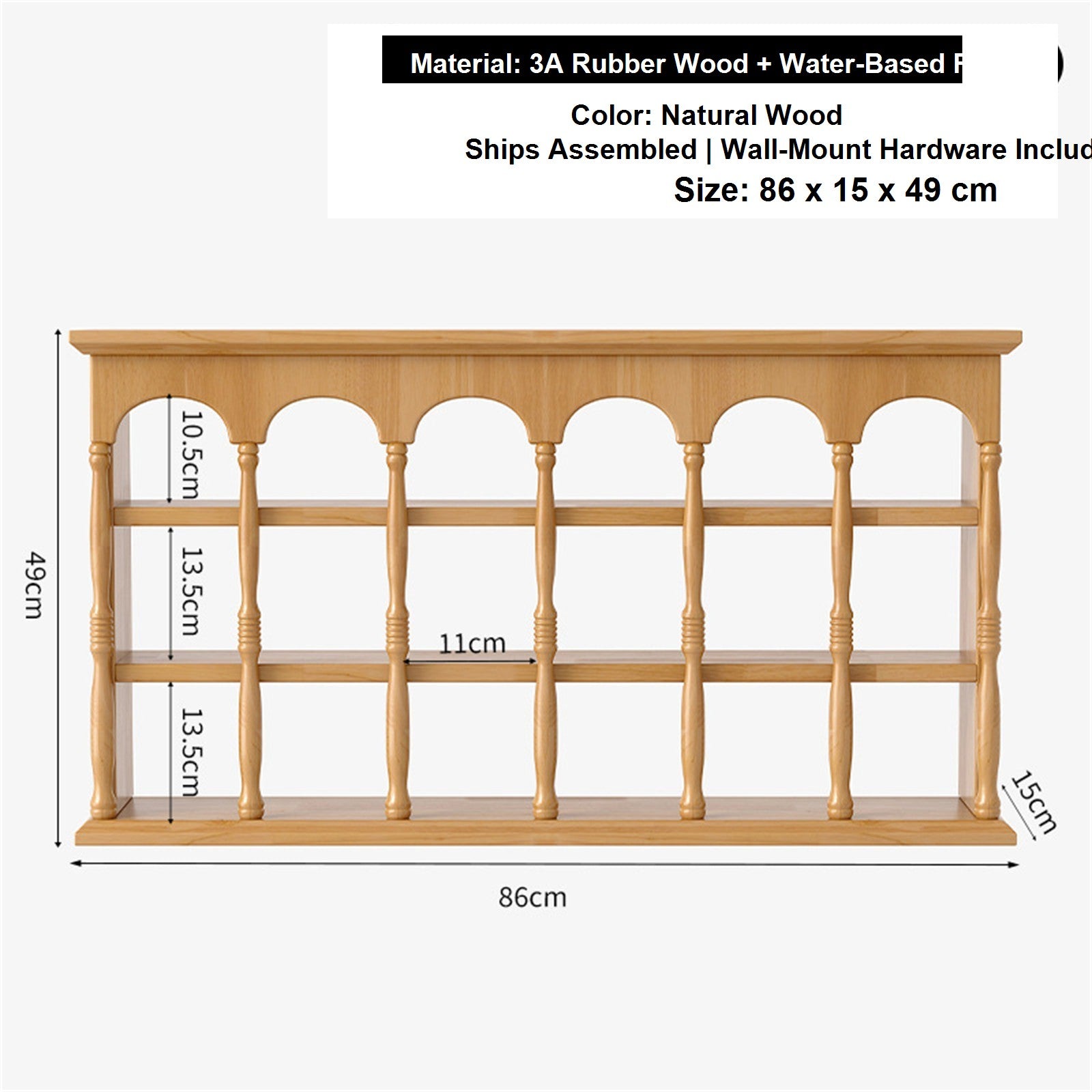 Solid Wood Wall-Mounted Coffee Bar Organizer Shelf