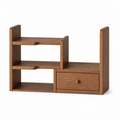 Expandable solid wood countertop coffee organizer with drawer on white