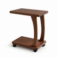 35 cm solid oak flat-top mobile coffee side table on white background